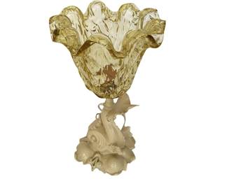 Vintage gold glass tulip lamp; 12”H