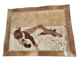 Cowhide cat wall hanging; 28’H x 28"W