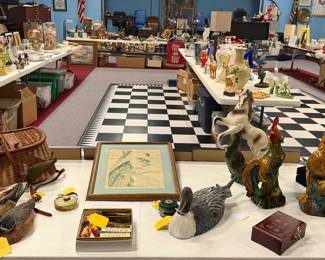 Home décor and designer goods feature a few rare, collectible pieces of MCM porcelain and signed decoys.