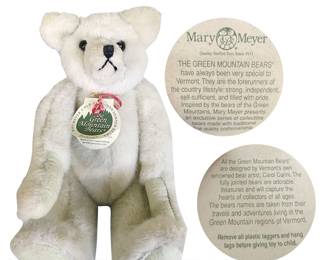 Mary Meyer Green Mountain jointed bear named Bolton, designed by Carol Carini; 1993; about 12”H