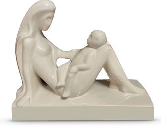 Haeger weighty glazed ceramic "Mother & Child," copyright 1987, no. 6053; approximately 11"H x 14"L x 5.5" W