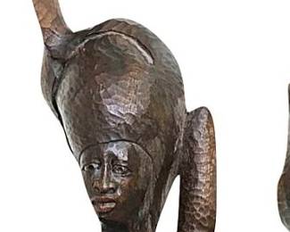 Carved wooden African female figure; 30”H