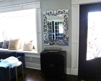 Decorative mirror, black cabinet