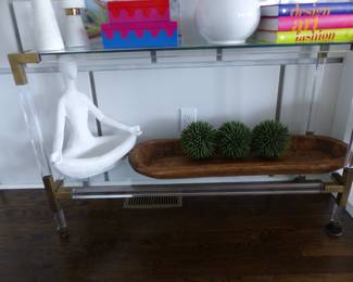 Lucite cart, bric-a-brac