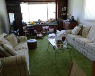 Sleep sofa, loveseat, coffee & end tables