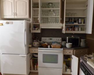 Kitchenware, stove & refrigerator