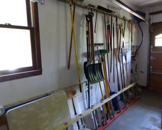 Garage, tools, long ladder