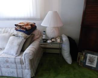 Sleep sofa, loveseat, coffee & end tables