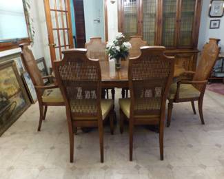 Traditional dining table with 6 chairs & breakfront