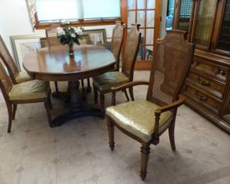 Traditional dining table with 6 chairs & breakfront