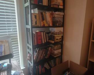 Office supplies, bookshelves, books, desk etc.