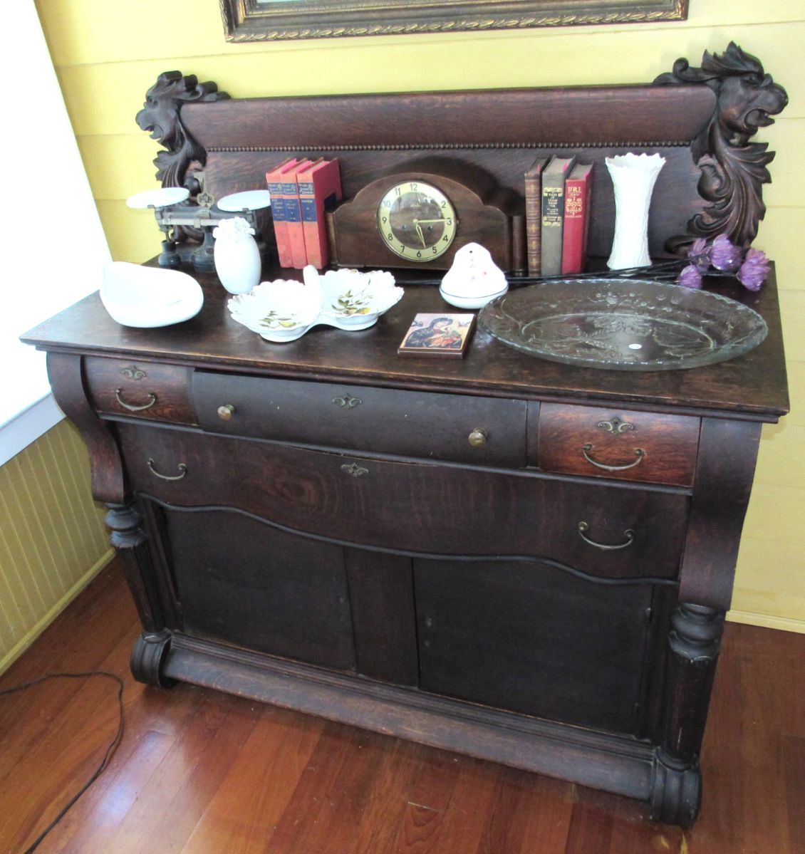 Antique carved oak sideboard