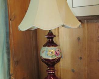 One of two porcelain lamps