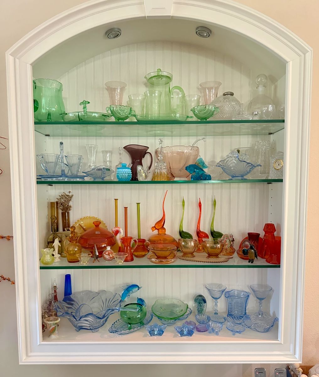 Vintage Collectible Glass including uranium glass, swung vases, empoli and others