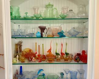 Vintage Collectible Glass including uranium glass, swung vases, empoli and others