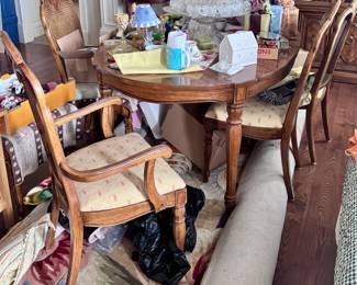 Midcentury dining room set: Table, chairs, china cabinet