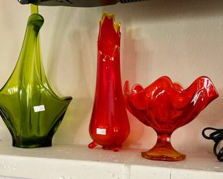 Many Viking and Murano collectible swung vases