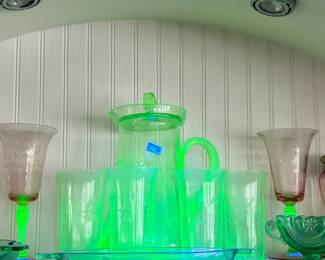 Several uranium glass sets in this sale!