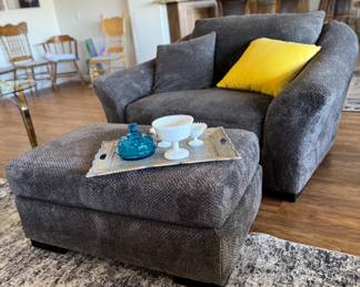 Chair sits two with ottoman
