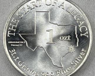 1oz Silver Texas Round, Hart's Pharmacy .999