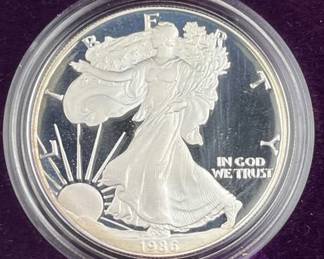 1986 Proof American Silver Eagle, 1st Year in Box