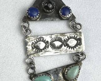 925 Silver 3-Tiered Gemstone Dangle Necklace