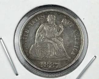 1887 Seated Liberty Silver Dime, Quality