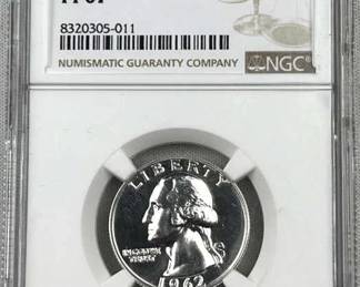 1962 NGC PF67 Silver Proof Washington Quarter
