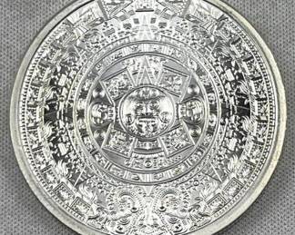 1oz Silver BU Aztec Calendar Round .999 Fine