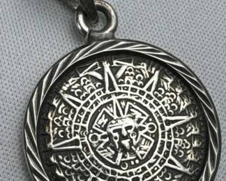 925 Silver Mexico Mayan Calendar Pendant