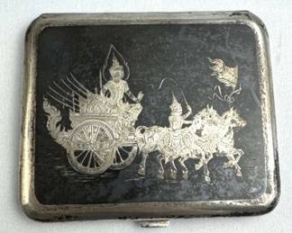 925 Silver Siam Vtg. Traditional Asian Art Cigaret