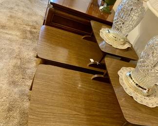 MCM 2 tier end table, Walnut Formica top