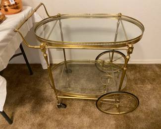 vintage brass bar cart