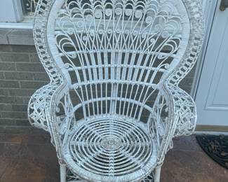 White Wicker Peacock Chair