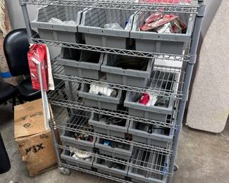 Rolling Stainless Cart with Bins
