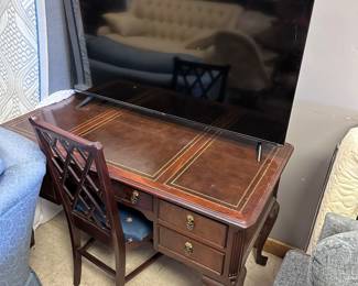 Leather Top Desk/ Flat Screen TV
