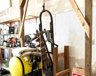 Weed - fertilizer sprayer, post hole auger & hangar