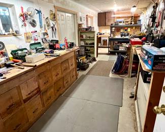 Bench is attached to shop & wiil not sell - only tools - compressor, welder