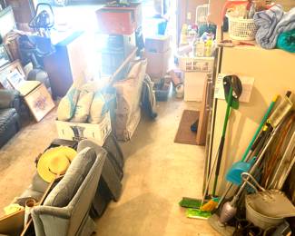 Refrigerator, chairs, misc