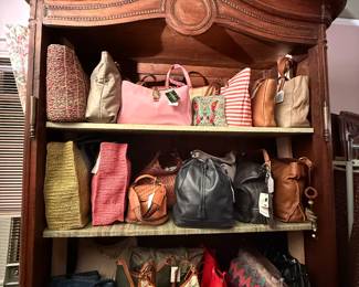 Over 100 Various Handbags; Coach, Dooney & Bourke, Longchamp, Furla, Tommy Hilfiger, Cole Hahn, Polo Ralph Lauren, Michael Kohrs, Isabella Fiori, Eric Javits, Valtina, Saks 5th Avenue