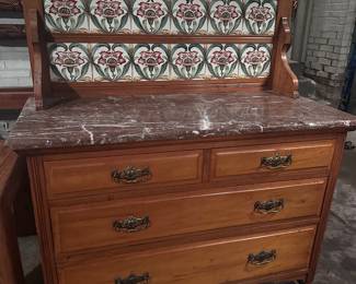 East Lake style Chest with custom tile and marble top
