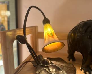 Buffalo Studios Bronze Art Glass Lamp