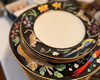 Large, 50 piece set of Jaguar Jungle China by Lynn Chase. Extremely Collectible!