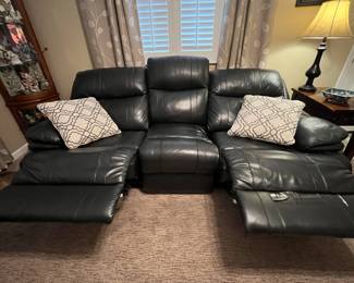 Double electric reclining blue sofa (as is)