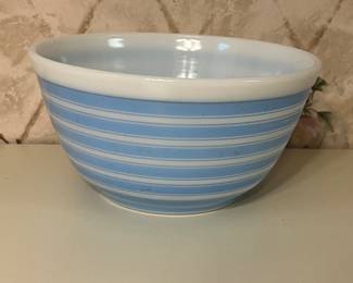 Pyrex rainbow stripe blue and white