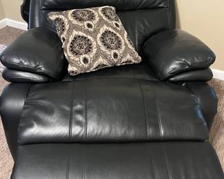 Leather electric blue rocking recliner