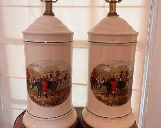 PFALTZGRAFF HUNTING SCENE LAMPS