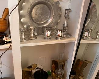 PEWTER, BRASS AND SILVERPLATE