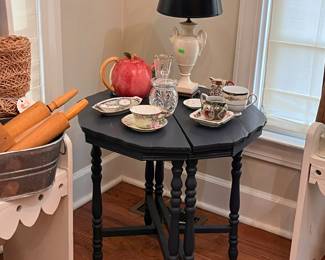 SET OF BLUE HALF SIDE TABLES