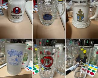 Das Bier! Billy Bob's 3rd Anniversary Mug, University of Texas Delta Gamma Sorority Bier Stein from the 1950's Also many beer goblets.